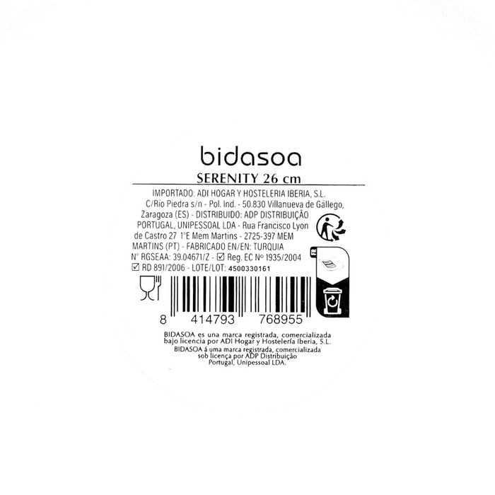 Bidasoa Plato Risotto Serenity Hydrozero 26 cm Blanco