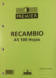 MANIPULADOS ZORRILLA Bloc de recambio A5 100H 4 taladros 90g horizontal Premier