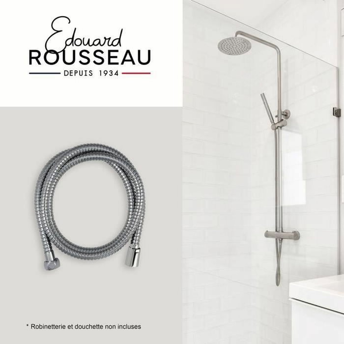 Edouard Rousseau Flexo de ducha de acero inoxidable cromado de 2 m Edouard Rousseau Flexo de ducha de acero inoxidable cromado de 2 m