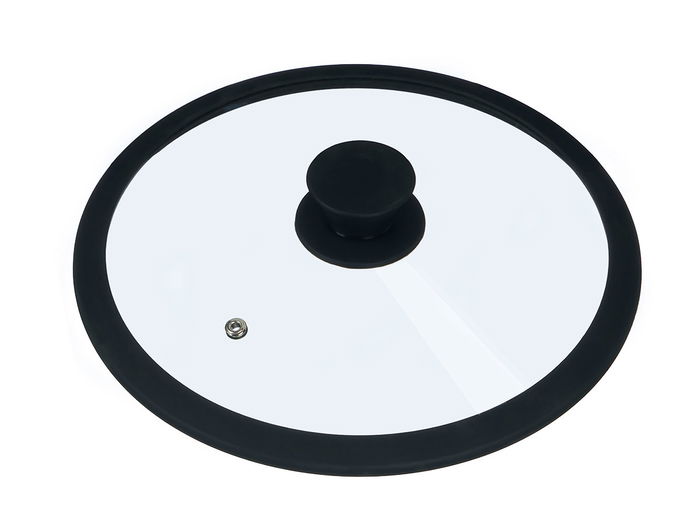 Kinvara Tapa de Cristal con Silicona Transparente y Negro 24 cm de Diámetro (Set de 12)