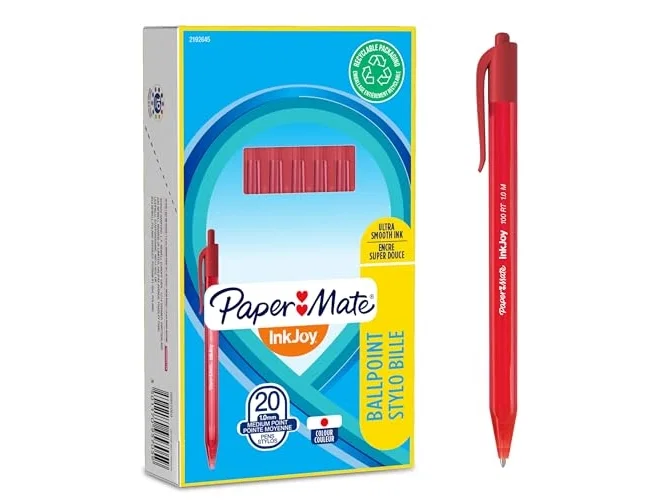 Paper Mate InkJoy 100 Bolígrafo Retráctil Triangular Rojo (Pack de 20)