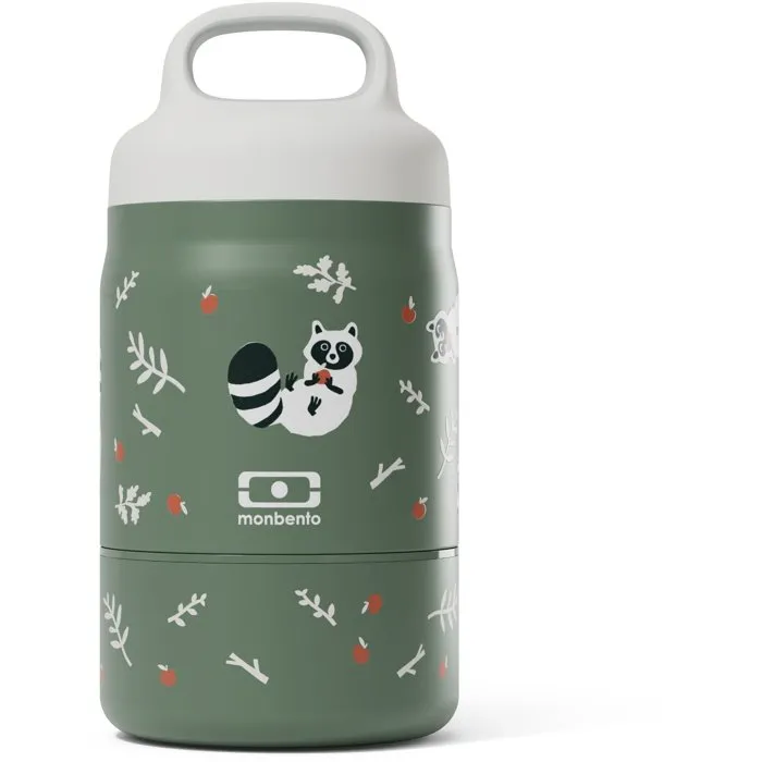 Monbento Fiambrera isotérmica Handy Racoon infantil 2 compartimentos 350 ml + 150 ml