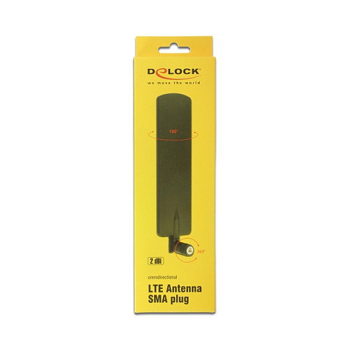DeLOCK 89604 Antena LTE Omnidireccional con Conector SMA, 2 dBi, Negro DeLOCK 89604 Antena LTE Omnidireccional con Conector SMA, 2 dBi, Negro