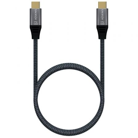 Aisens Cable USB-C 20Gbps USB 3.2 Gen 2x2, 100W 5A, 8K@30Hz, e-mark, Aluminio, 0.6m, Gris