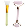 Cosmetic Club Masajeador Facial Y Aplicador De Mascarilla De Silicona Con Rodillo De Cuarzo Rosa