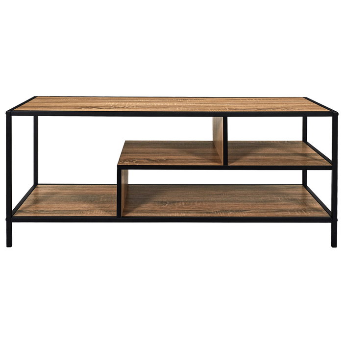 Home Deco Factory Mueble TV Industriel Estructura Hierro Balda Madera Partículas Negro Medidas 110x40 cm h.45 cm