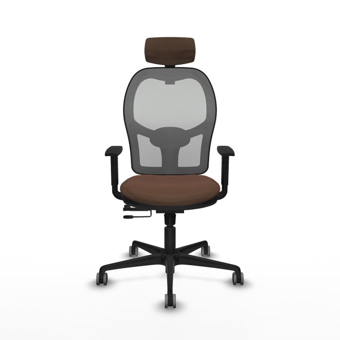 PIQUERAS Y CRESPO Silla de oficina Jorquera con mecanismo Sincro/Traslack, Tela Marrón y Malla Gris PIQUERAS Y CRESPO Silla de oficina Jorquera con mecanismo Sincro/Traslack, Tela Marrón y Malla Gris
