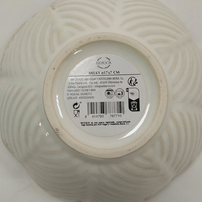 Bidasoa Bol de Porcelana Milky con Diseño Floral Blanco