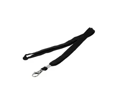 Q-Connect Cordón Plano Negro con Gancho Metálico para Identificadores y Tarjetas de Acceso