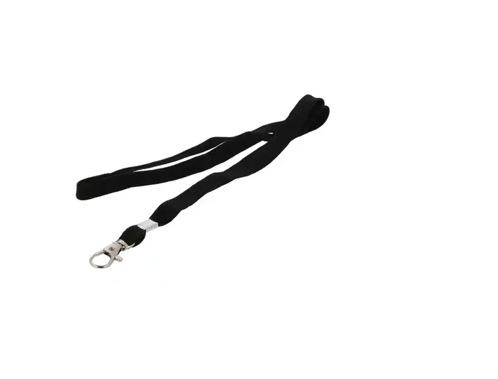 Q-Connect Cordón Plano Negro con Gancho Metálico para Identificadores y Tarjetas de Acceso