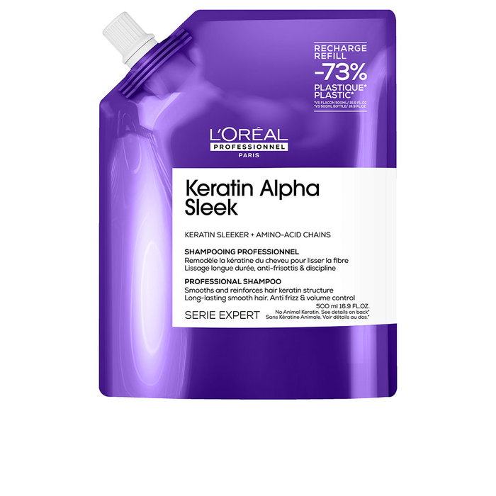 L'Oréal Professionnel Keratin Alpha Sleek Champú Sin Sulfatos Recarga 500 ml para Suavizar y Controlar el Frizz L'Oréal Professionnel Keratin Alpha Sleek Champú Sin Sulfatos Recarga 500 ml para Suavizar y Controlar el Frizz