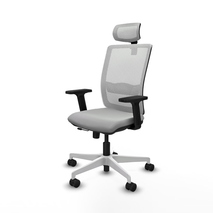 PIQUERAS Y CRESPO Silla de oficina Haches con mecanismo Sincro/Traslack, Gris claro y Blanco