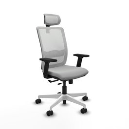 PIQUERAS Y CRESPO Silla de oficina Haches con mecanismo Sincro/Traslack, Gris claro y Blanco