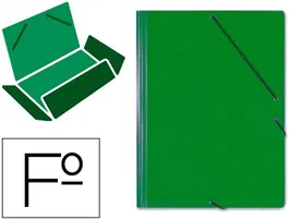 Saro Carpeta Tres Solapas Cartón Folio Color Verde Cierre Gomas Alta Calidad 1250 g/m² Reciclado 95%