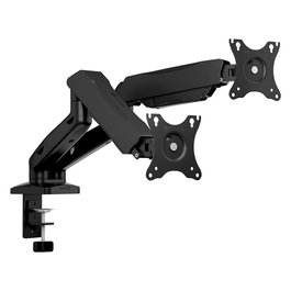 ICY BOX IB-MS204-T Soporte de monitor para 2 pantallas hasta 32", montaje por pinza o atornillado en escritorio, aluminio y acero, color gris plateado