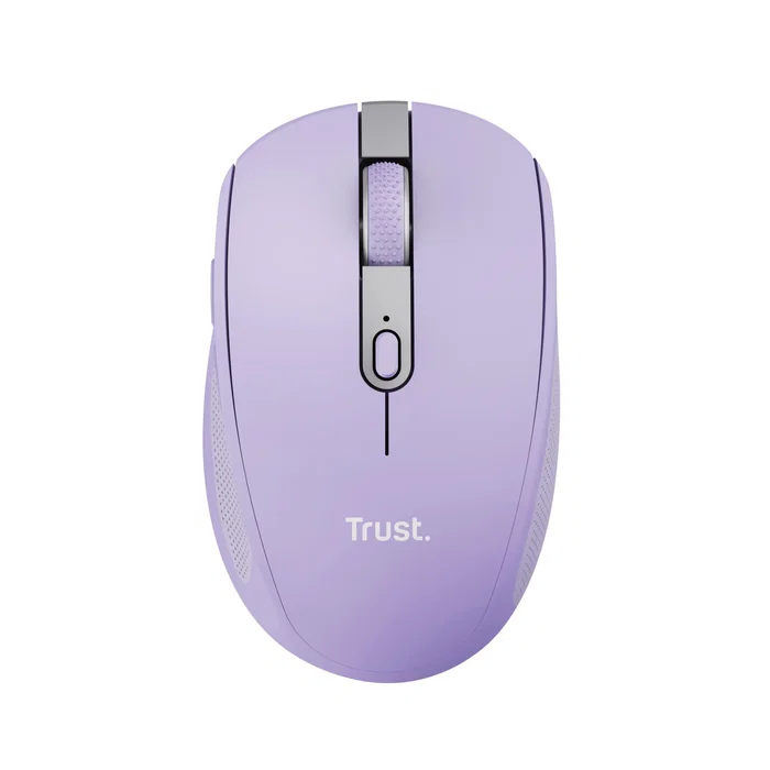Trust Ozaa Ratón Inalámbrico para Oficina, Compacto, RF 2.4GHz + Bluetooth, 6 Botones Silenciosos, 3200 DPI, Batería Recargable USB-C, Color Lila/Morado, para Windows, Mac, ChromeOS