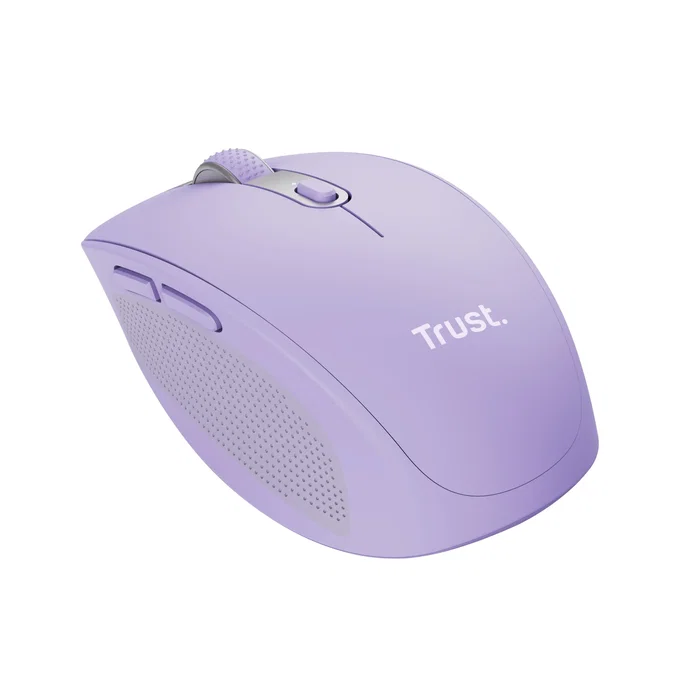 Trust Ozaa Ratón Inalámbrico para Oficina, Compacto, RF 2.4GHz + Bluetooth, 6 Botones Silenciosos, 3200 DPI, Batería Recargable USB-C, Color Lila/Morado, para Windows, Mac, ChromeOS