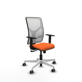 PIQUERAS Y CRESPO Silla de oficina Motilla con mecanismo Sincro, Tela Naranja y Malla Blanca