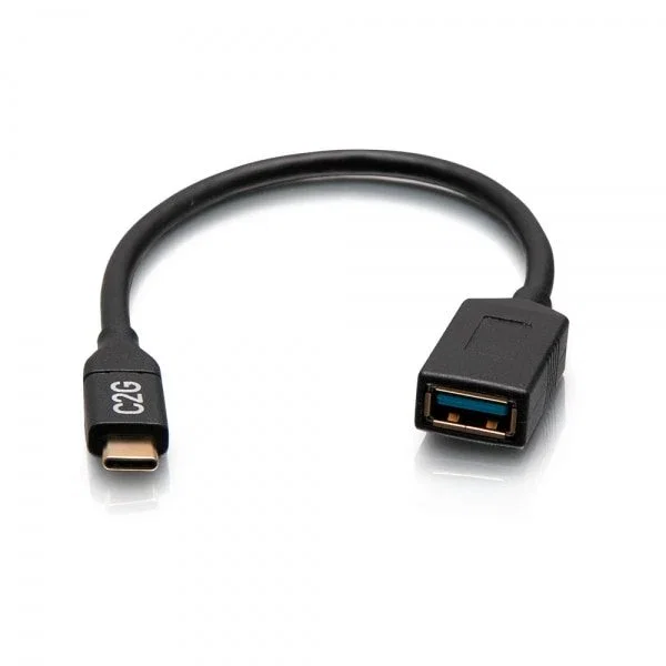 C2G C2G29515 Adaptador Cable USB-C Macho a USB-A Hembra USB 3.2 Gen 1 (5 Gbps) Superspeed Negro, 30V, Compatible con Unidades Flash, Teclados, Ratones