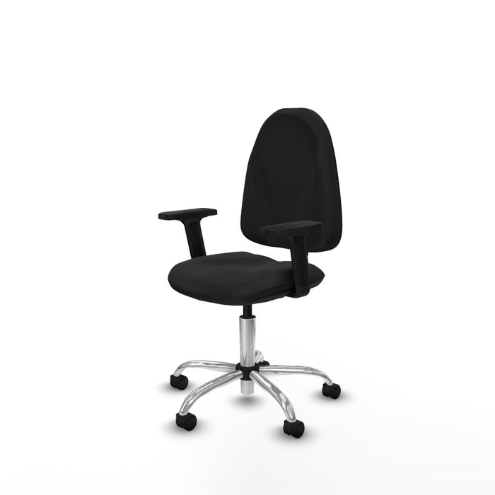 PIQUERAS Y CRESPO Silla de oficina Algarra, Similpiel Negro, Base Cromada, Brazos 2D