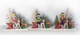 DKD Home Decor Decoración de Madera XMAS Surtido de 3 Piezas Multicolor