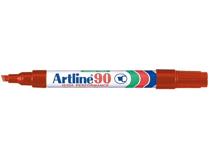 Artline Rotulador Permanente Rojo Punta Biselada 5mm para Papel Metal Cristal