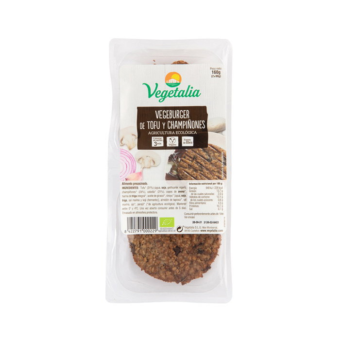 Vegetalia Hamburguesa Tofu Champiñón 80g x 2 unidades Vegetalia Hamburguesa Tofu Champiñón 80g x 2 unidades