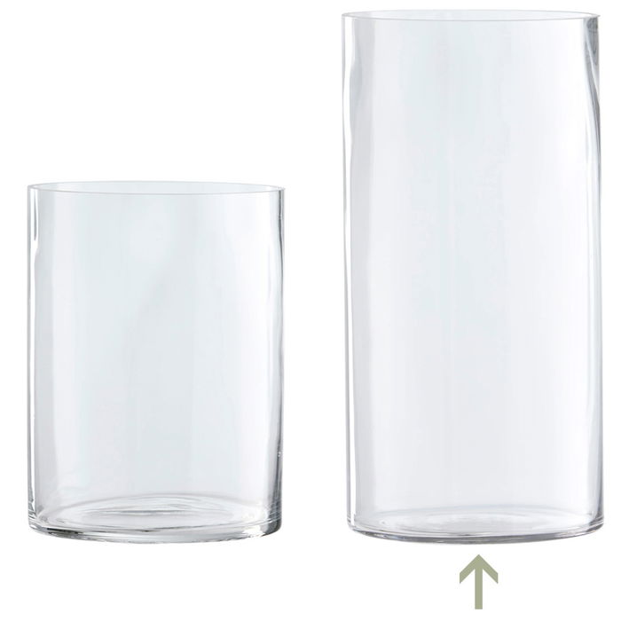 Day - Jarrón Cilindro de Vidrio Soplado a Boca, Transparente, Diámetro 15 cm, Altura 30 cm
