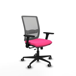 PIQUERAS Y CRESPO Silla de oficina Haches Rosa y Gris con Mecanismo Sincro/Traslack