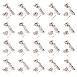 Emuca Lote de 20 bisagras codo X92 con cierre suave y suplementos para atornillar, Acero, Niquelado