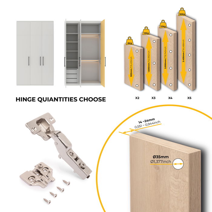 Emuca Lote de 20 bisagras codo X92 con cierre suave y suplementos para atornillar, Acero, Niquelado Emuca Lote de 20 bisagras codo X92 con cierre suave y suplementos para atornillar, Acero, Niquelado