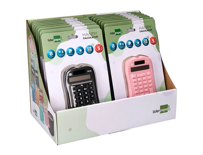 Liderpapel Calculadora xf44 Bolsillo 8 Dígitos Solar y Pila 94x59,5x10,5mm Colores Negro Verde Rosa Exp de 16 Liderpapel Calculadora xf44 Bolsillo 8 Dígitos Solar y Pila 94x59,5x10,5mm Colores Negro Verde Rosa Exp de 16