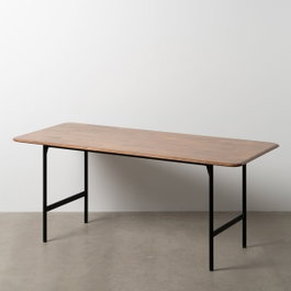 Ixia Mesa de Comedor Marrón-Negro Madera-Metal 180 x 80 x 76 cm