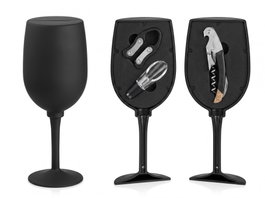 DKD Home Decor Set de Accesorios para Vino Negro con Acabado Gomoso