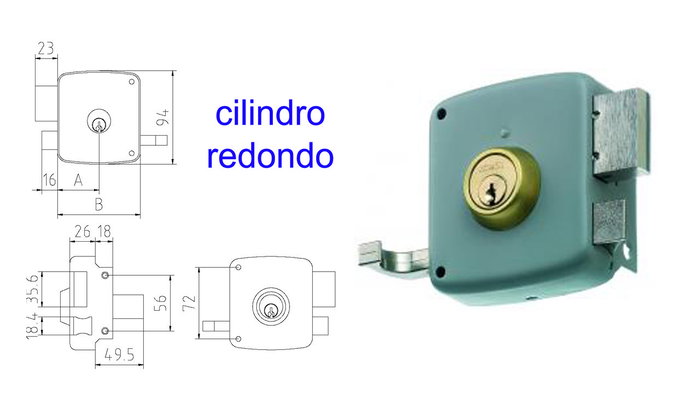 MCM Cerradura de Sobreponer 2525PR-100-IZQDA Pintada con Cilindro Redondo Izquierda MCM Cerradura de Sobreponer 2525PR-100-IZQDA Pintada con Cilindro Redondo Izquierda