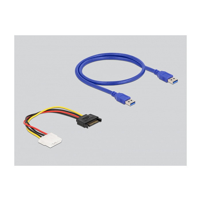 DeLOCK Tarjeta Riser PCI Express x1 a x16 con Cable USB 3.2 de 60 cm - Interno para PC, Color Negro/Azul/Gris, Ref: Delock Riser Karte