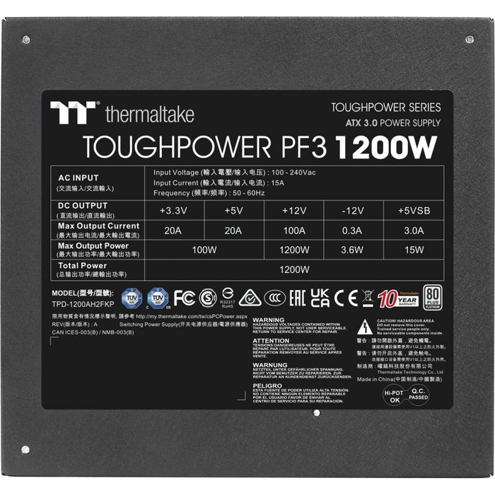 Thermaltake Toughpower PF3 1200 W ATX Negro