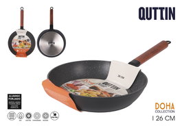 Inde Sartén de Aluminio Forjado 26 cm, Antiadherente Full Doha Quttin - Diámetro 26.6 cm (6 Unidades)