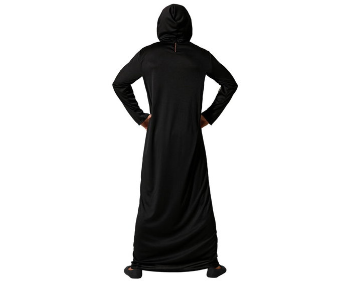 Disfraz de Esqueleto Negro con Capucha para Hombre Adulto Talla M-L Halloween
