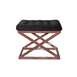 Atelier Del Sofa Puff Cobre y Negro, Elegante Asiento Adicional o Reposapiés para Hogar con Estilo, 50x42x40cm
