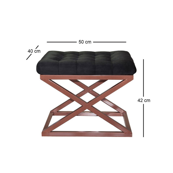Atelier Del Sofa Puff Cobre y Negro, Elegante Asiento Adicional o Reposapiés para Hogar con Estilo, 50x42x40cm