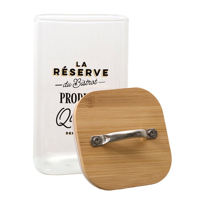 Cook Concept Tarro Conservación Bistrot 1L Vidrio Borosilicato Tapa Bambú Acero Inoxidable