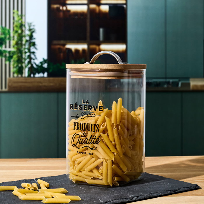 Cook Concept Tarro Conservación Bistrot 1L Vidrio Borosilicato Tapa Bambú Acero Inoxidable