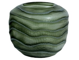 DKD Home Decor Jarrón de Cristal Verde Oscuro Glaseado