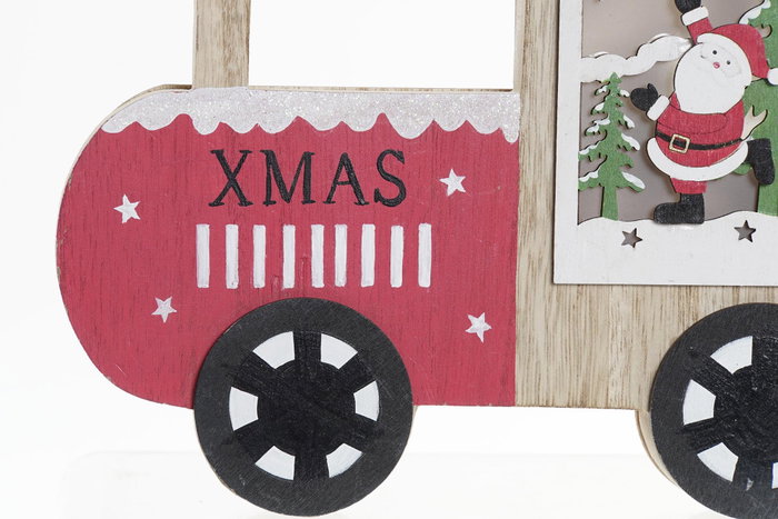DKD Home Decor Decoración Luminosa LED MDF Tren Natural y Rojo