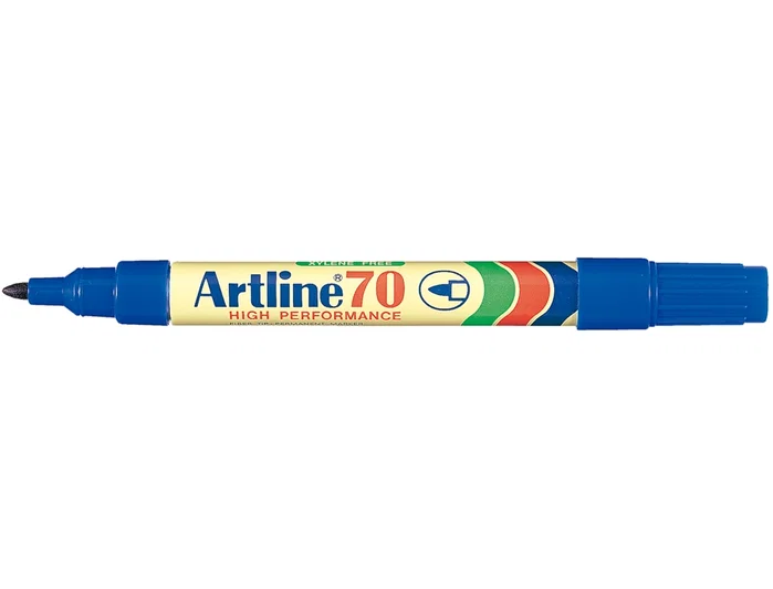 Artline EK-70 Rotulador Permanente Azul Punta Redonda 1.5 mm para Papel, Metal y Cristal