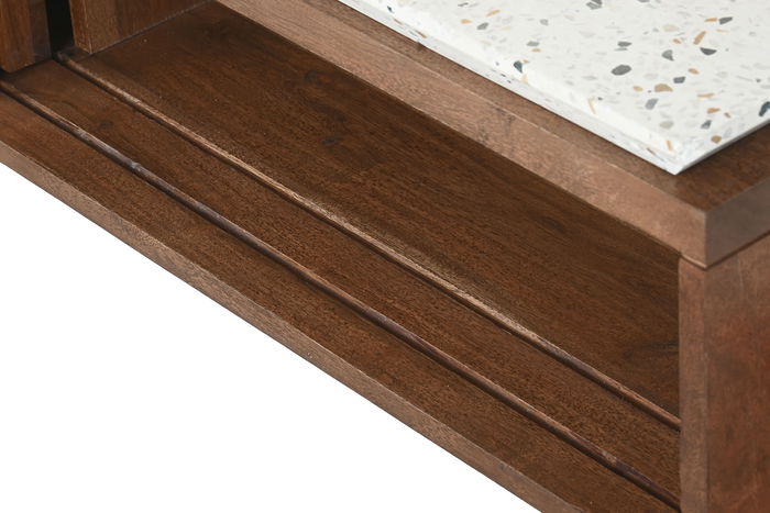 DKD Home Decor Mesa Centro Terrazo Oriental Acacia 127 x 67 x 47 cm