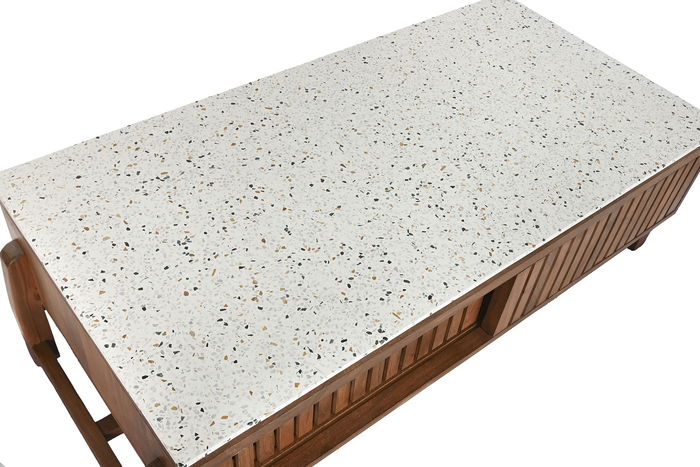 DKD Home Decor Mesa Centro Terrazo Oriental Acacia 127 x 67 x 47 cm