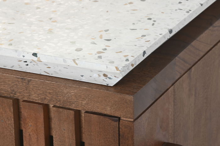 DKD Home Decor Mesa Centro Terrazo Oriental Acacia 127 x 67 x 47 cm