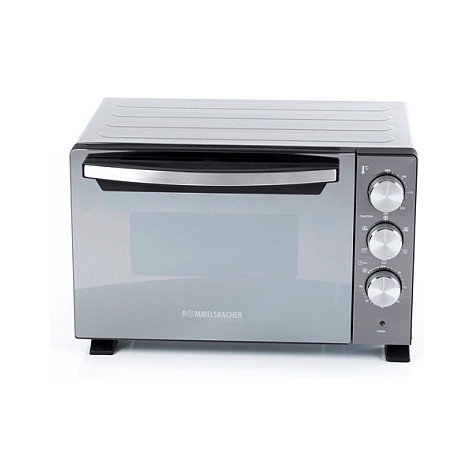 Rommelsbacher BGS 1400 Horno Eléctrico Pequeño de 22 Litros, Negro y Plata, con Función Rotisserie, Parrilla y Temporizador 60 Min
